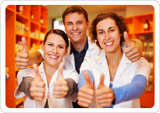 three pharmacist giving a thumbs up